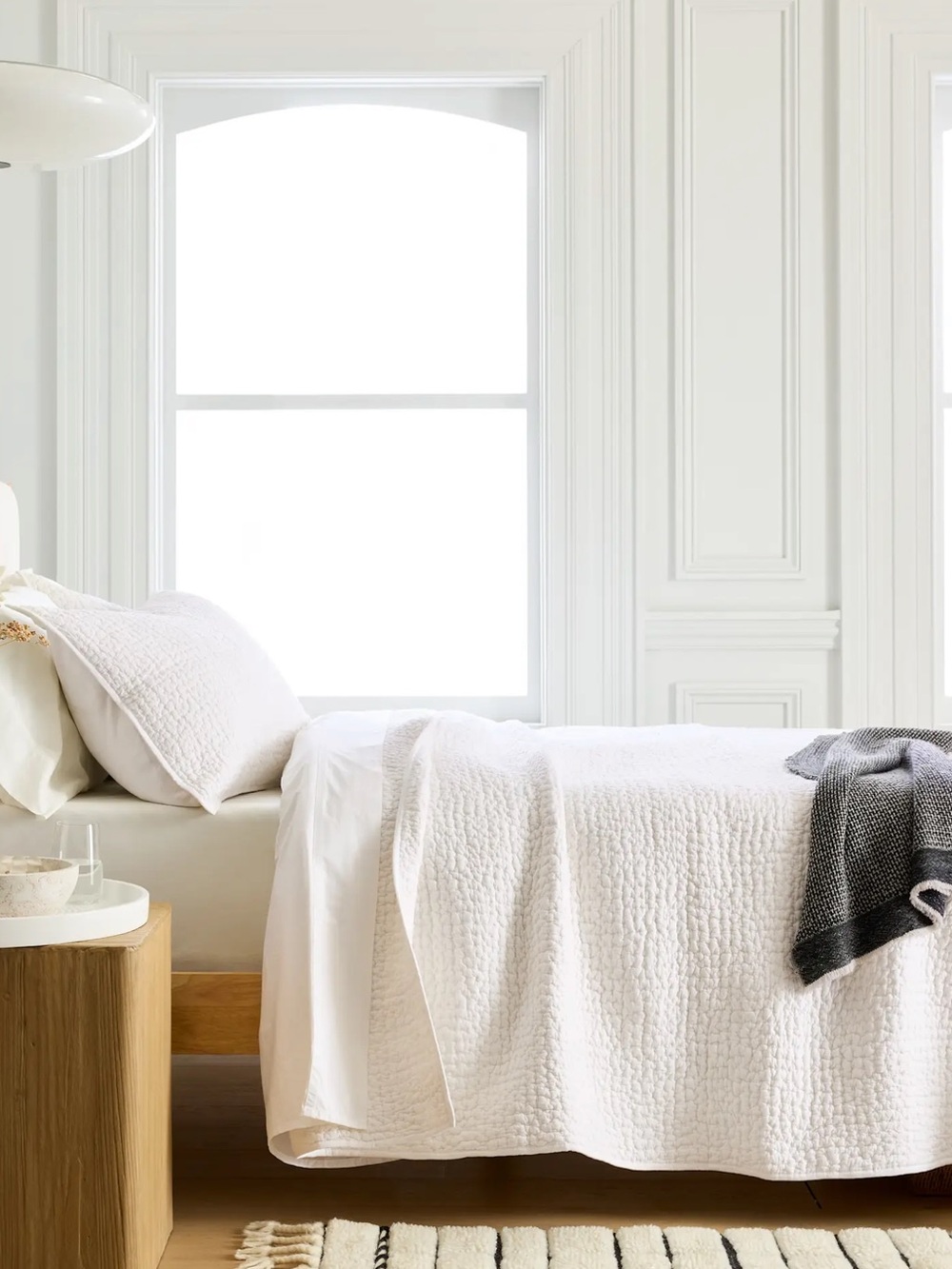 NWT Quince White Organic Cotton Hand Stitched Quilt and Sham Set! - Picture 3 of 12